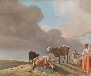 Landscape with Cows, Sheep, and Shepherdess